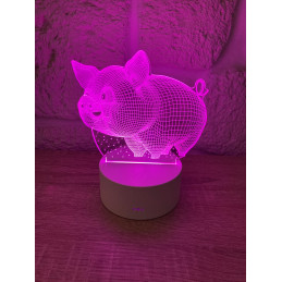 LED Lamp Illusion 3D Piggy