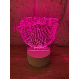 Lampe LED Illusion 3D Rose