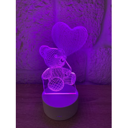 LED Lamp Illusion 3D Bear...