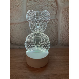 LED-Lampe Illusion 3D Bärchen
