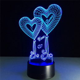 Lampe LED Illusion 3D Coeur