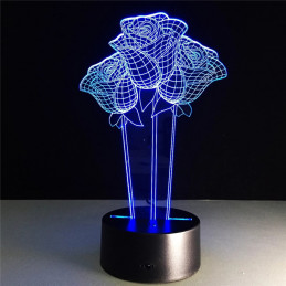 LED Lampa Ilúzia 3D Ruže