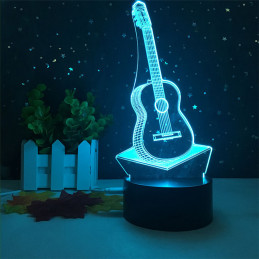 Lampe LED Illusion 3D Guitare