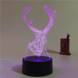 Lampe LED Illusion 3D Cerf