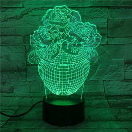 Lampe LED Illusion 3D Fleurs