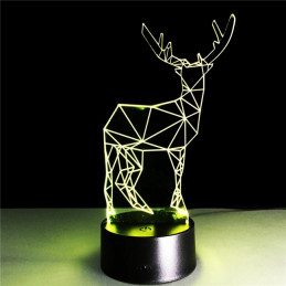 Lampe LED Illusion 3D Cerf 4
