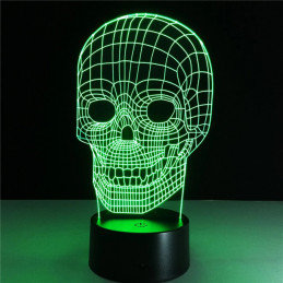 Lampe LED Illusion 3D Crâne