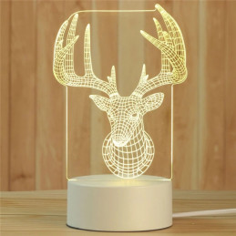Lampe LED Illusion 3D Cerf 5