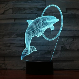 Lampe LED Illusion 3D Dauphin