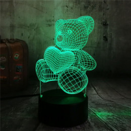 LED Lamp Illusion 3D Bear...