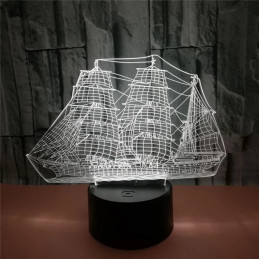 LED Lampa Ilúzia 3D Loď 2