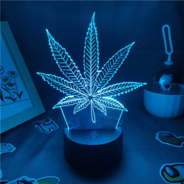 LED-Lampe Illusion 3D Cannabis