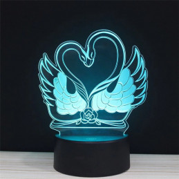 LED Lamp Illusion 3D Swans