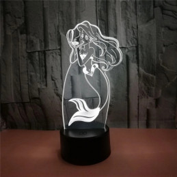 LED Lamp Illusion 3D Mermaid