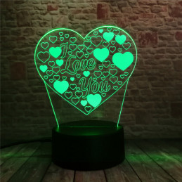 LED Lampa Ilúzia 3D Srdce