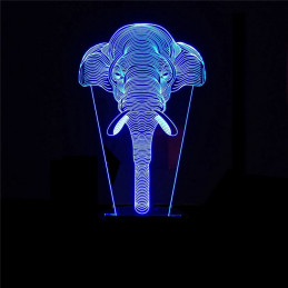 Lampe LED Illusion 3D Éléphant