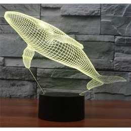 Lampe LED Illusion 3D Baleine