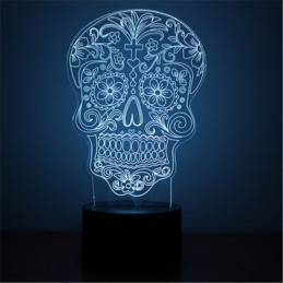 Lampe LED Illusion 3D Crâne 2