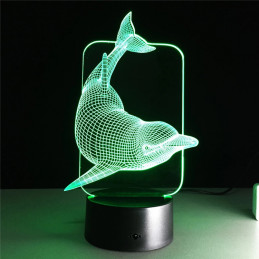 LED Lampa Ilúzia 3D Delfín