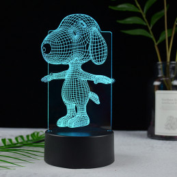 LED Lampa Ilúzia 3D Snoopy