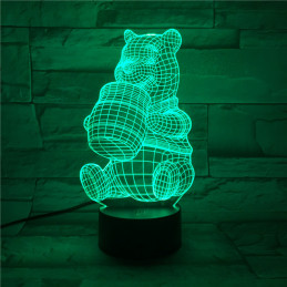 LED Lamp Illusion 3D Pu bear