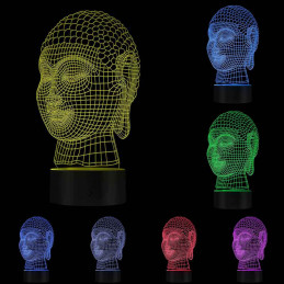 LED Lampa Ilúzia 3D Budha 3