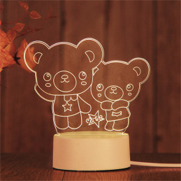 LED Lamp Illusion 3D Bears
