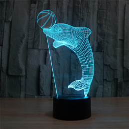 LED Lampa Ilúzia 3D Delfín 3