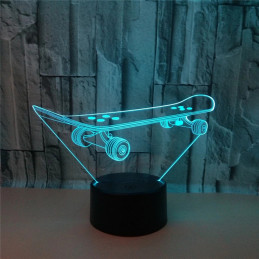 LED Lampa Ilúzia 3D Skateboard