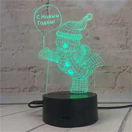 LED Lamp Illusion 3D Snowman 3