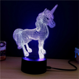 LED Lamp Illusion 3D Unicorn 3