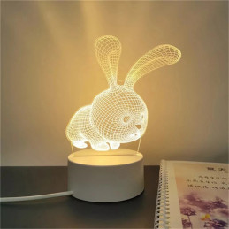 Lampe LED Illusion 3D Lièvre 2