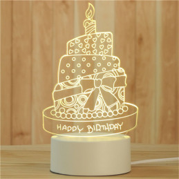 Lampe LED Illusion 3D Gâteau