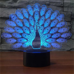 LED Lamp Illusion 3D Peacock 1