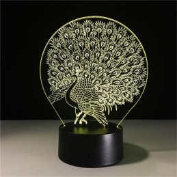 LED Lamp Illusion 3D Peacock 2